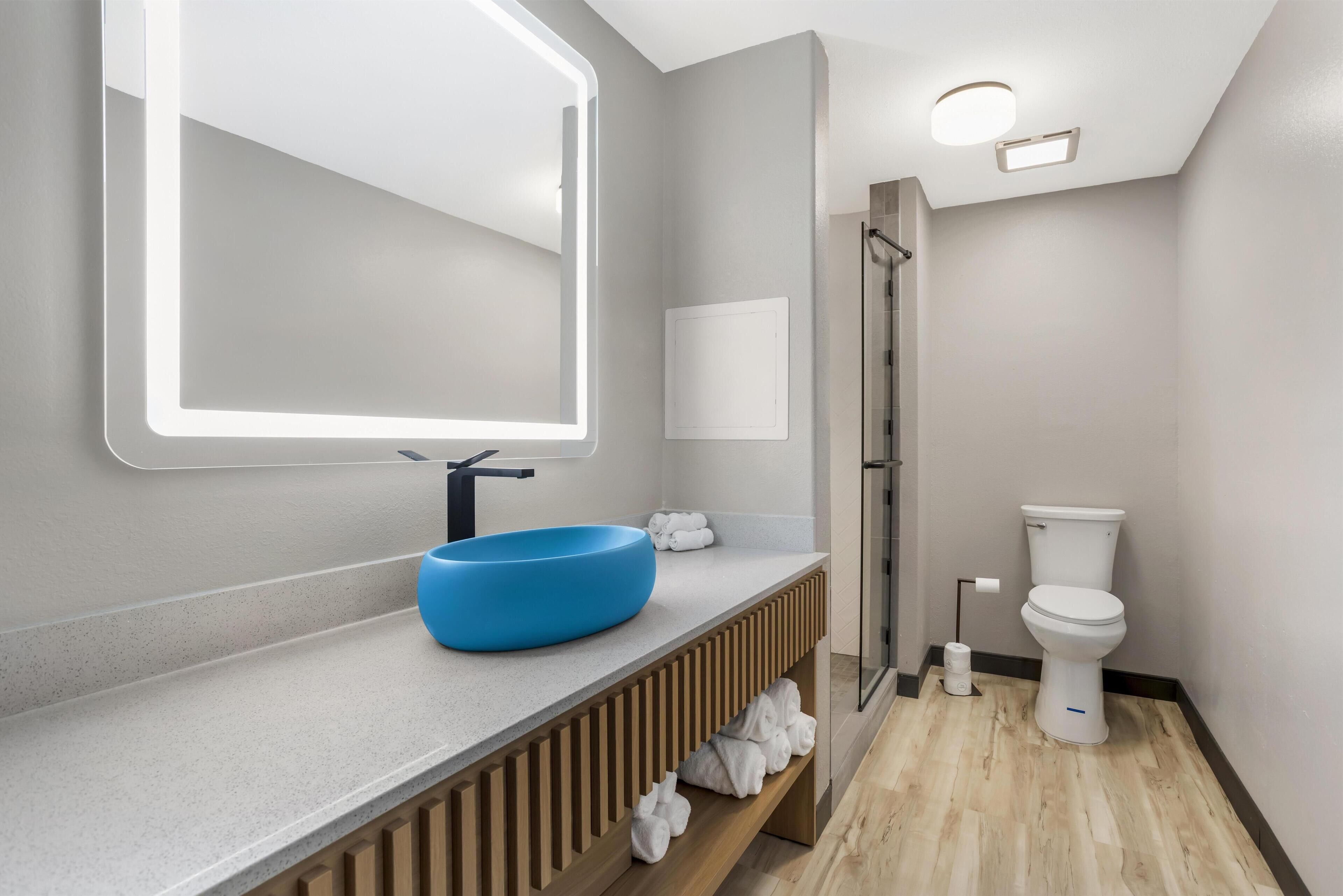 Suite, 1 King Bed, Non Smoking, Refrigerator & Microwave (Shower Only;with Sofabed) | Bathroom | Free toiletries, hair dryer, towels
