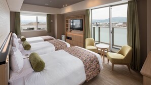 A hotel room with two beds, a TV, a small table, and a chair. - Hotel MyStays Kyoto - Shijo (Kyoto)