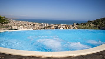 Seasonal outdoor pool, sun loungers