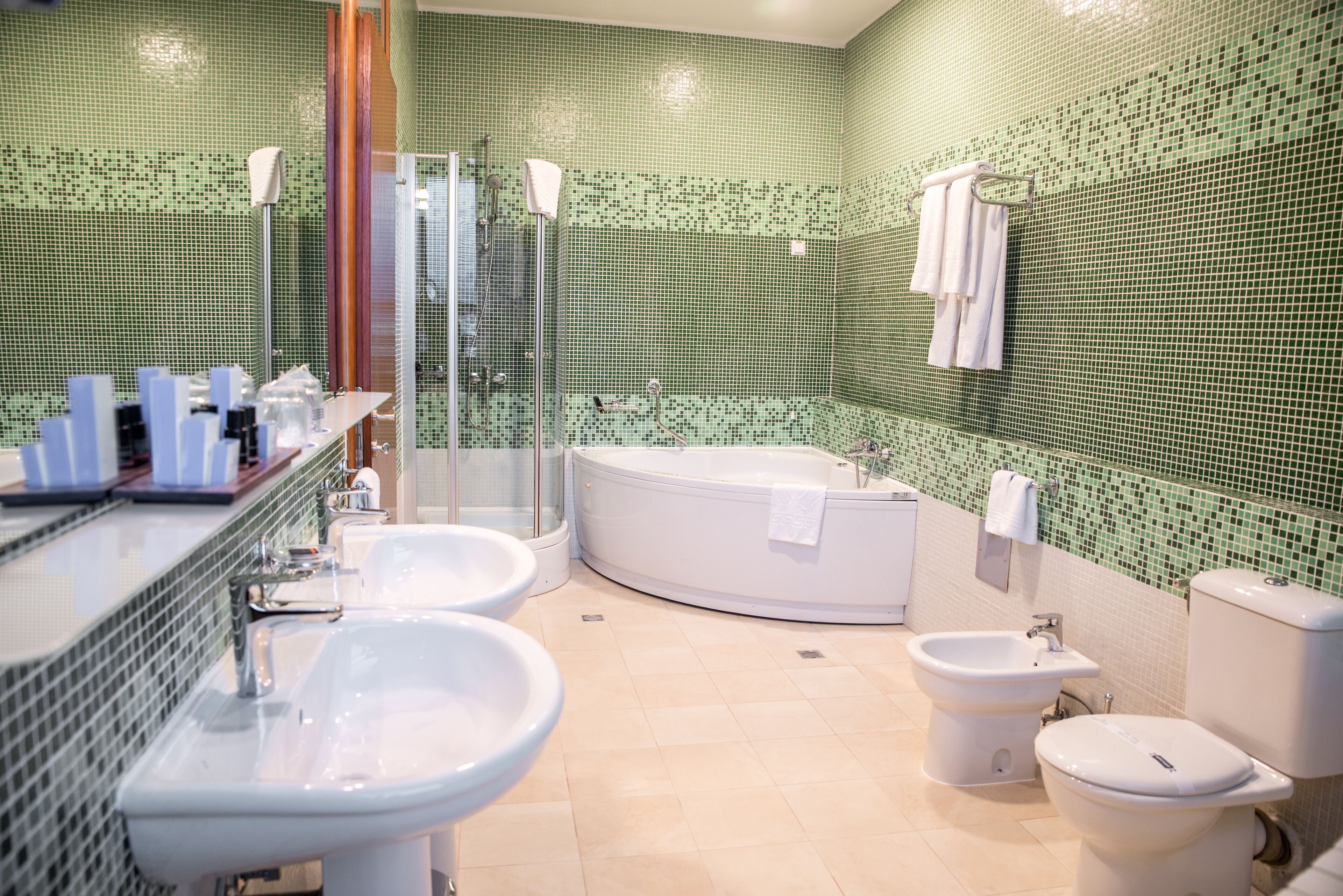 deluxe suite | bathroom | bathtub, free toiletries, hair dryer, slippers