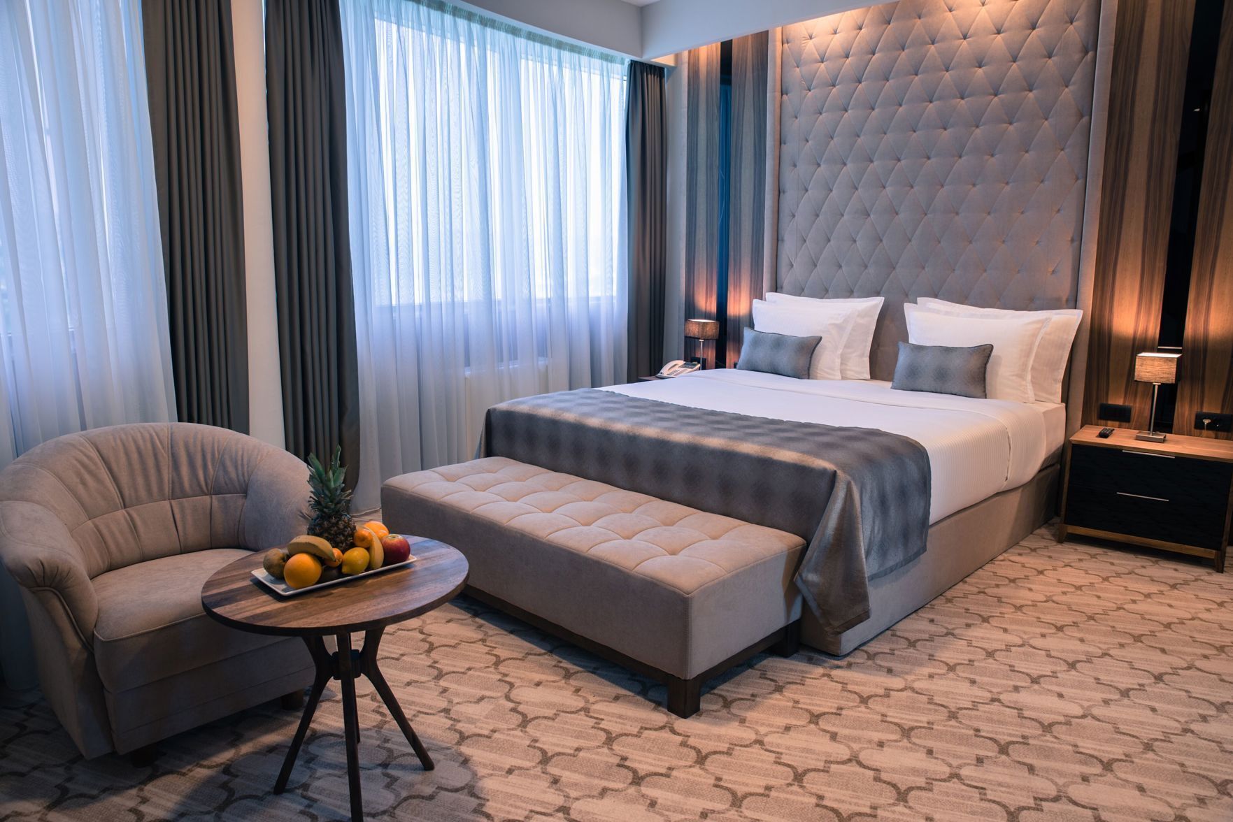 Select Comfort beds, minibar, in-room safe, desk