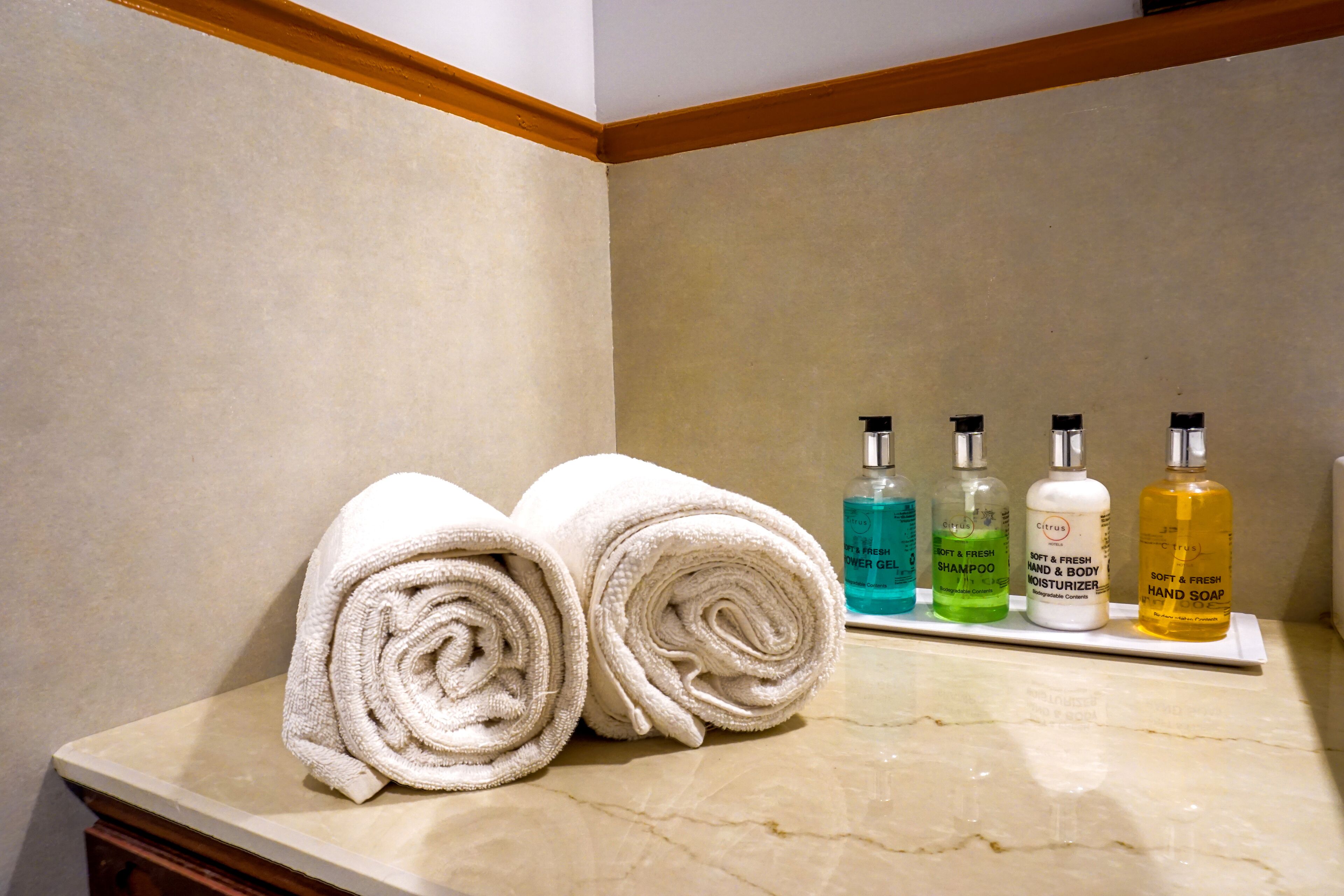 suite | bathroom | shower, rainfall showerhead, designer toiletries, hair dryer