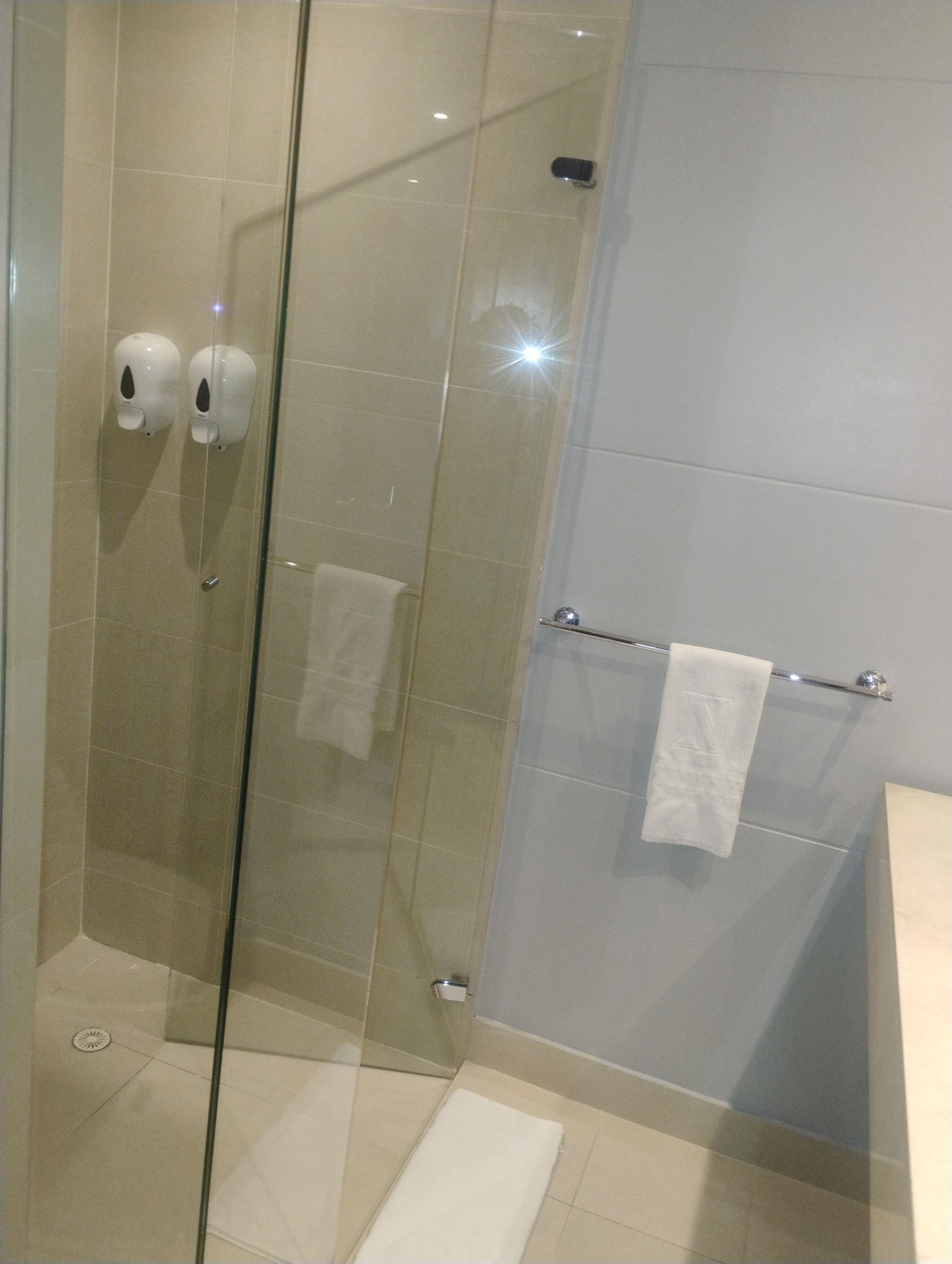 twin room | bathroom | shower, free toiletries, hair dryer, towels