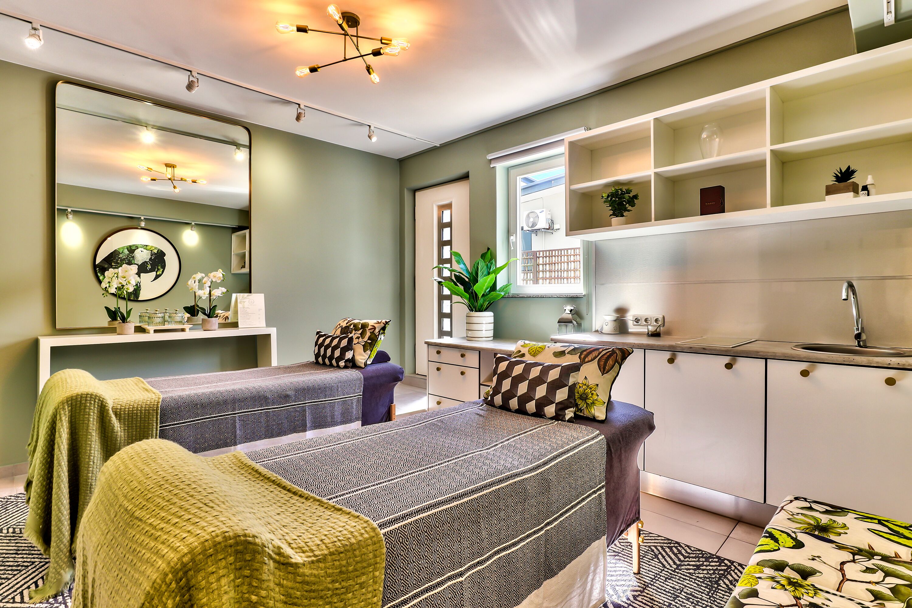 Behandelingskamers voor koppels, lichaamsbehandelingen, aromatherapie