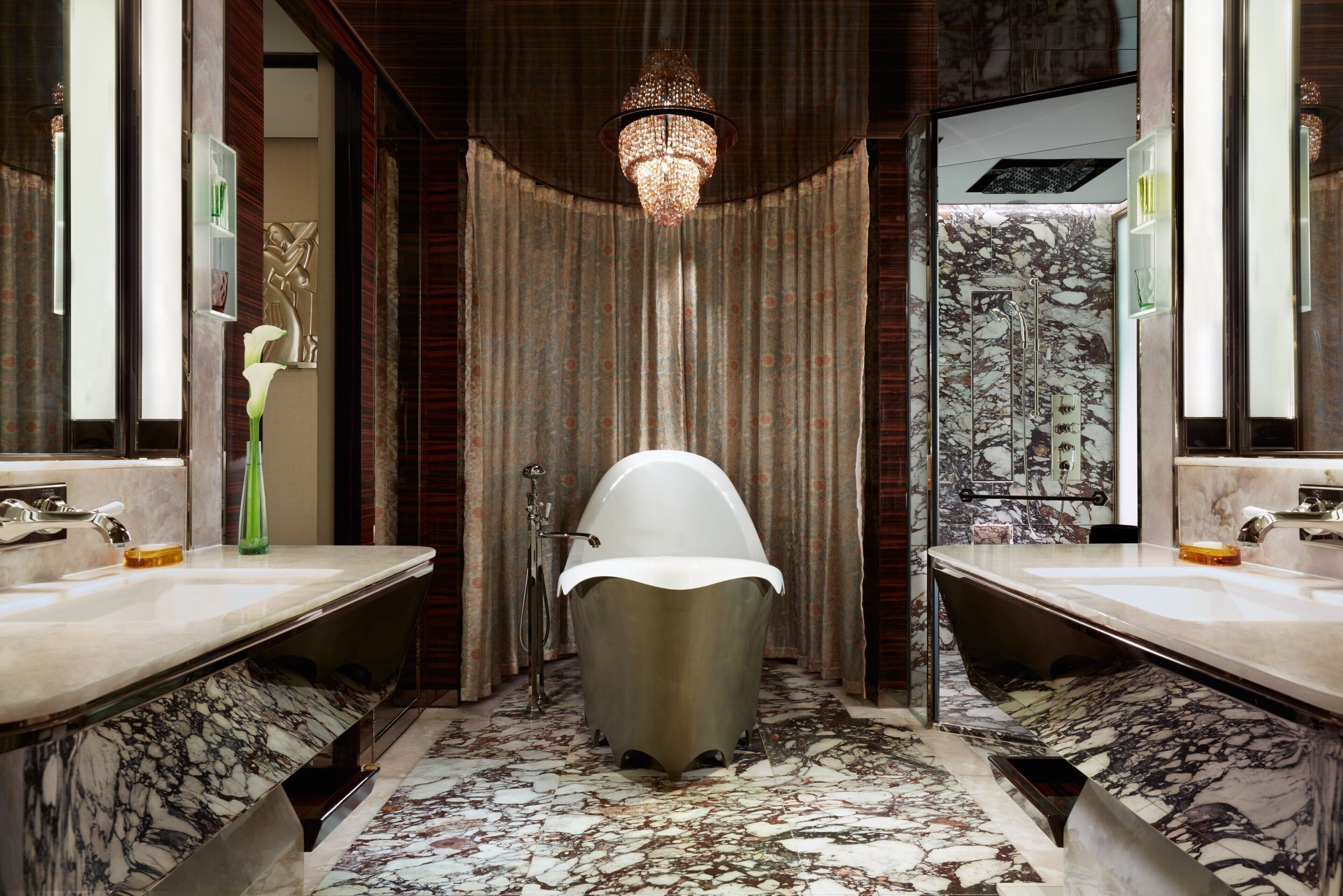 premier bund view suite | bathroom | separate bathtub and shower, rainfall showerhead, free toiletries