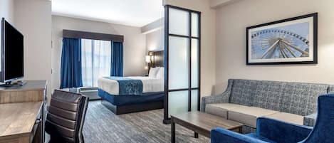 Suite, 1 cama King size y sofá cama, para no fumadores | 1 habitación y ropa de cama de alta calidad