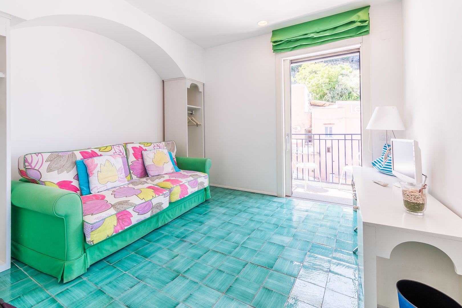 family suite, 1 bedroom, bathtub, sea view | living room | lcd tv, pay films