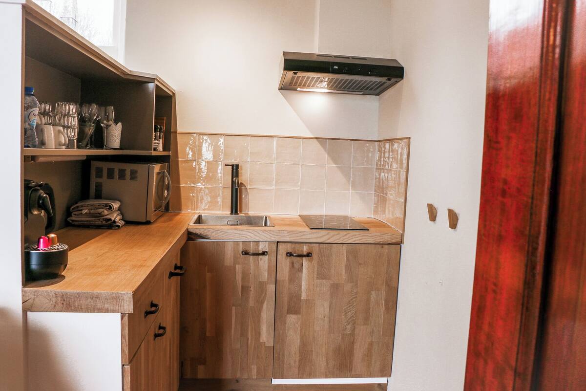 romantic suite with fireplace, harbour view, ground floor (room 9, annex) | 1 bedroom, premium bedding, pillow-top beds, in-room safe