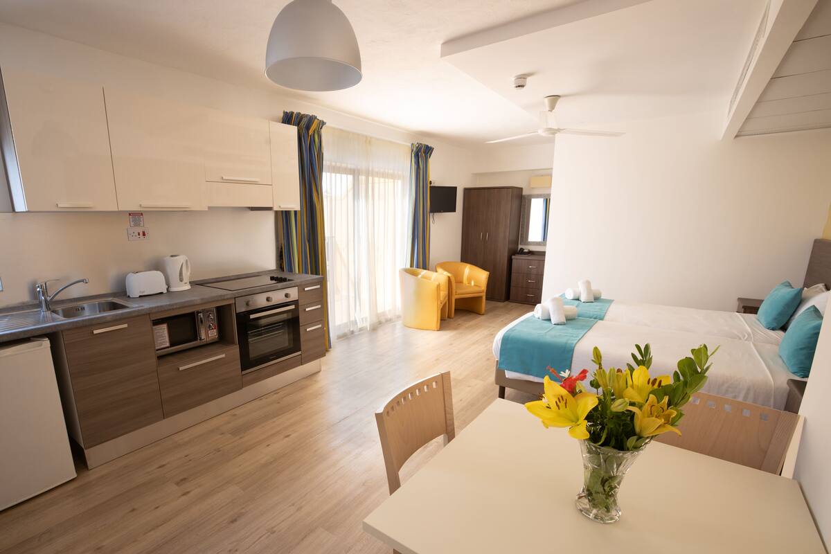 Studio supérieur | Cuisine privée | Réfrigérateur, bouilloire électrique, congélateur