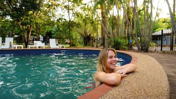 Outdoor pool, sun loungers