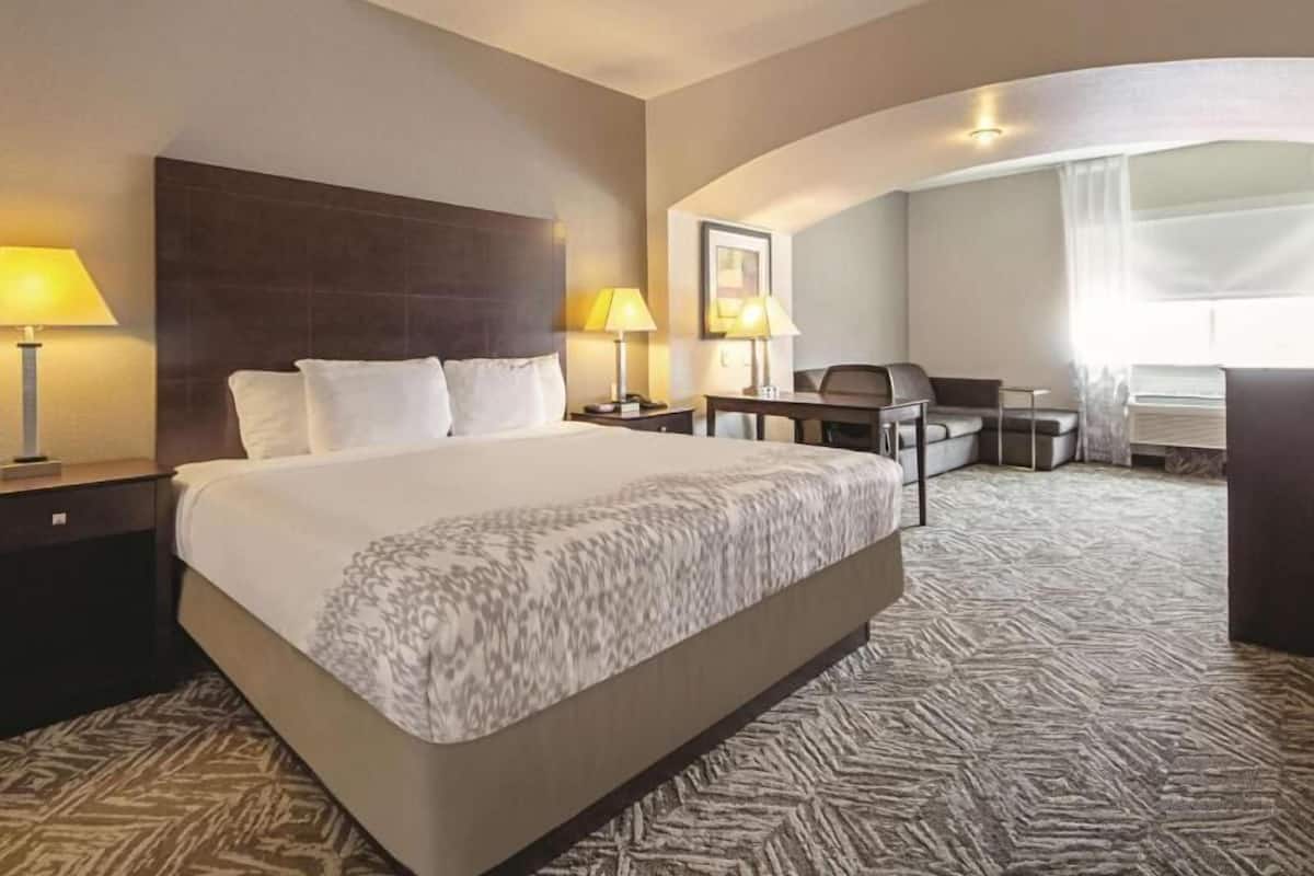 Ropa de cama de alta calidad, escritorio y cortinas blackout