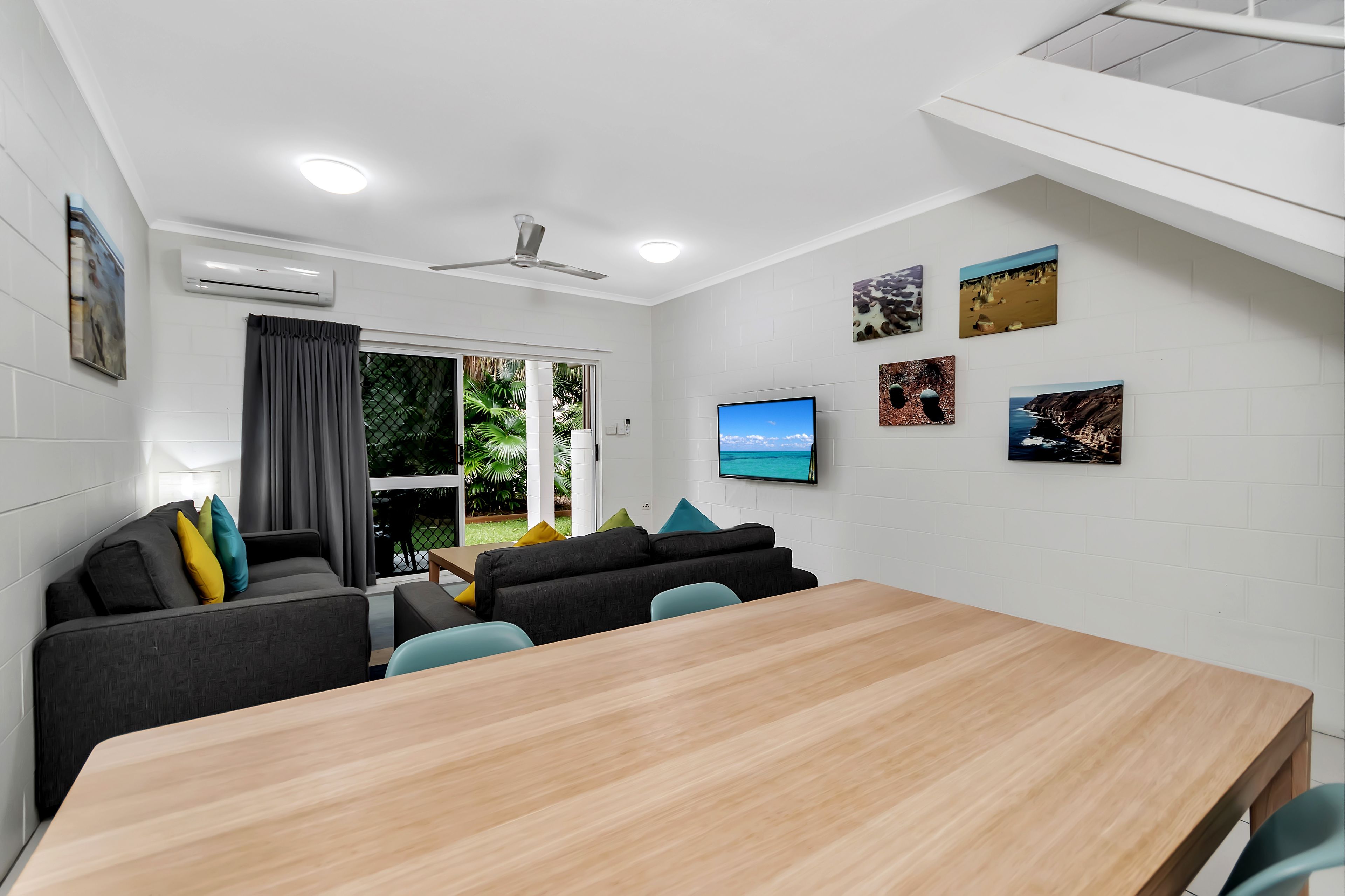 Flat-screen TV, DVD player