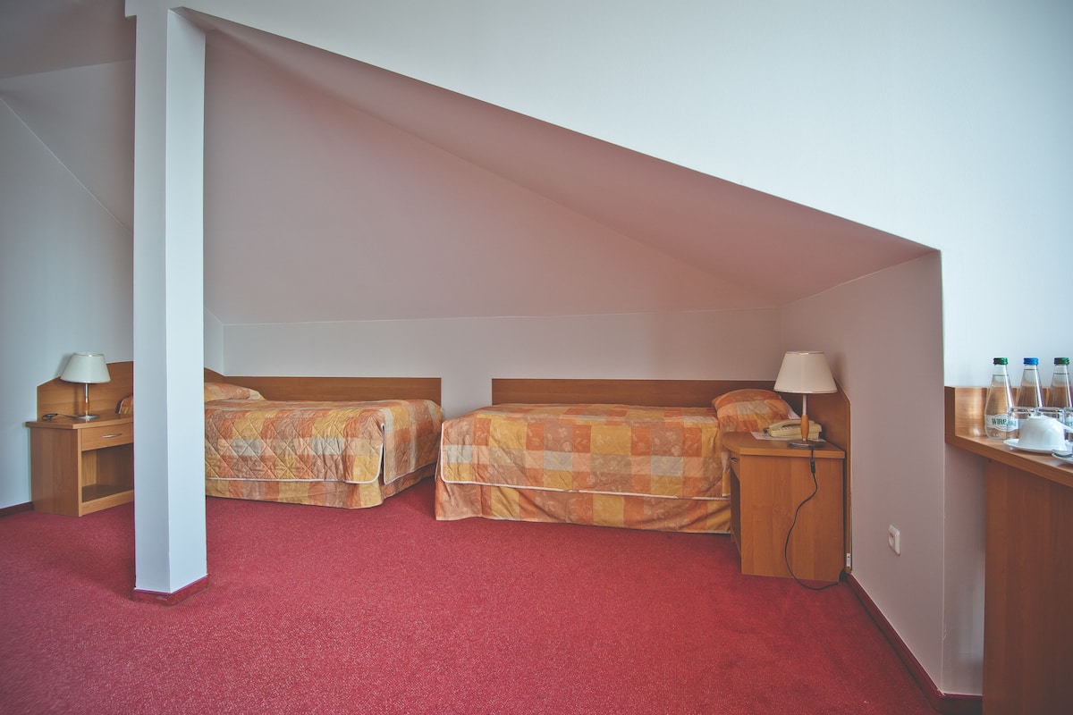 Quarto duplo econômico, 2 camas de solteiro | Cofres nos quartos, Wi-Fi de cortesia, roupa de cama
