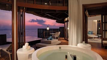 Villa (Water) | Bathroom | Separate tub and shower, eco-friendly toiletries, hair dryer, bathrobes