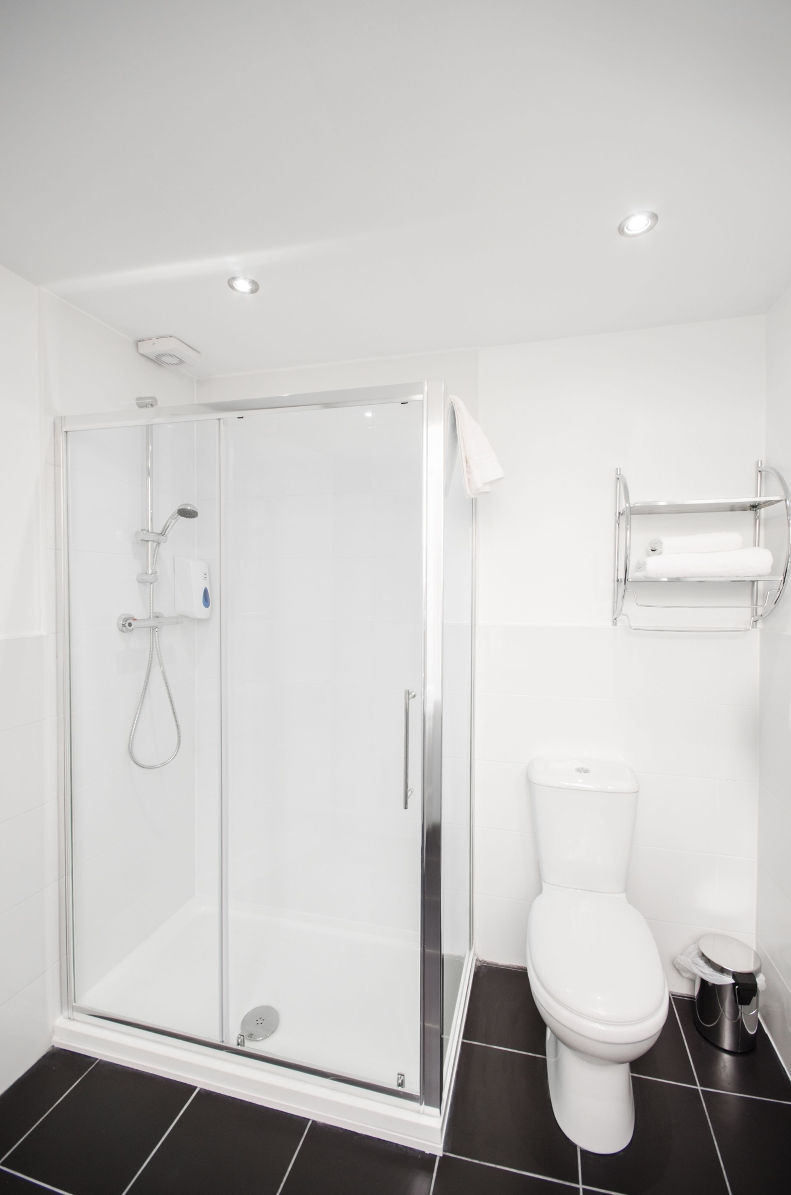 single room | bathroom | shower, hair dryer, towels