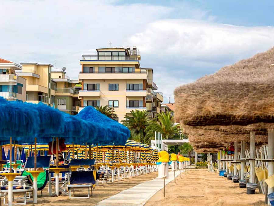 Sun loungers, beach umbrellas