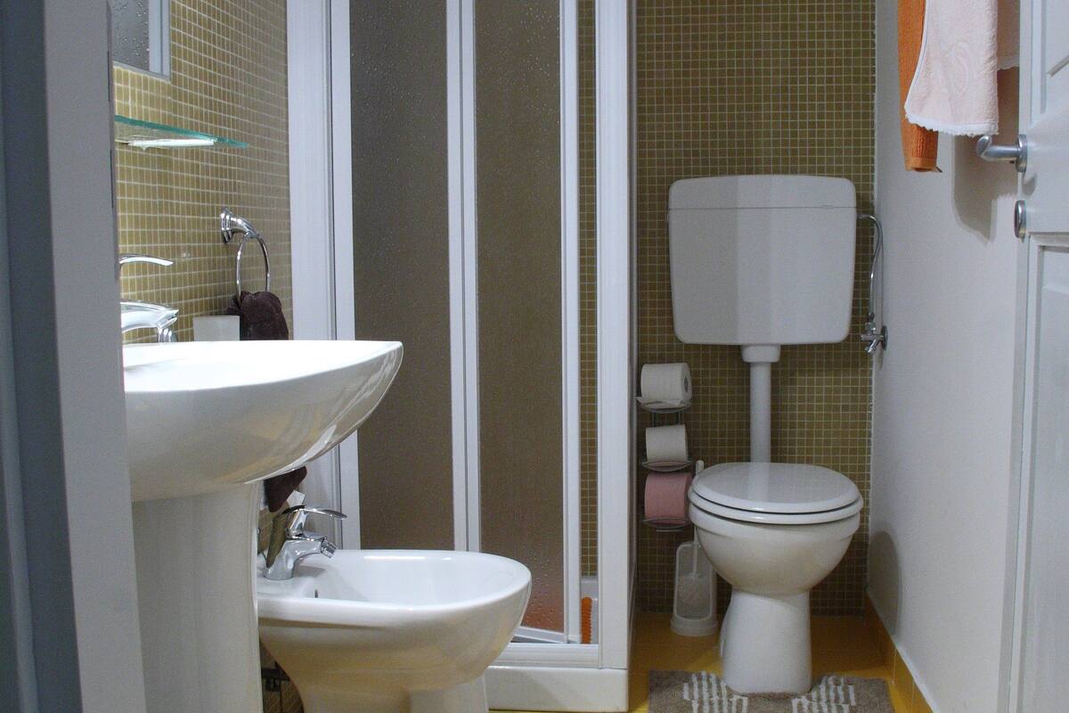Habitación doble (Yellow) | Baño | Secadora de cabello y toallas