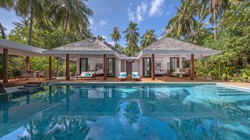 Two Bedroom Family Beach Pool Villa | Egyptian cotton sheets, premium bedding, memory-foam beds, minibar