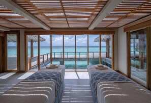 Two Bedroom Sunset Over Water Pool Residence | Egyptian cotton sheets, premium bedding, memory foam beds, minibar - Anantara Kihavah Maldives Villas (Kihavah)