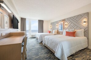 Standard Room, 2 Double Beds, Ocean View | Premium bedding, in-room safe, iron/ironing board, bed sheets