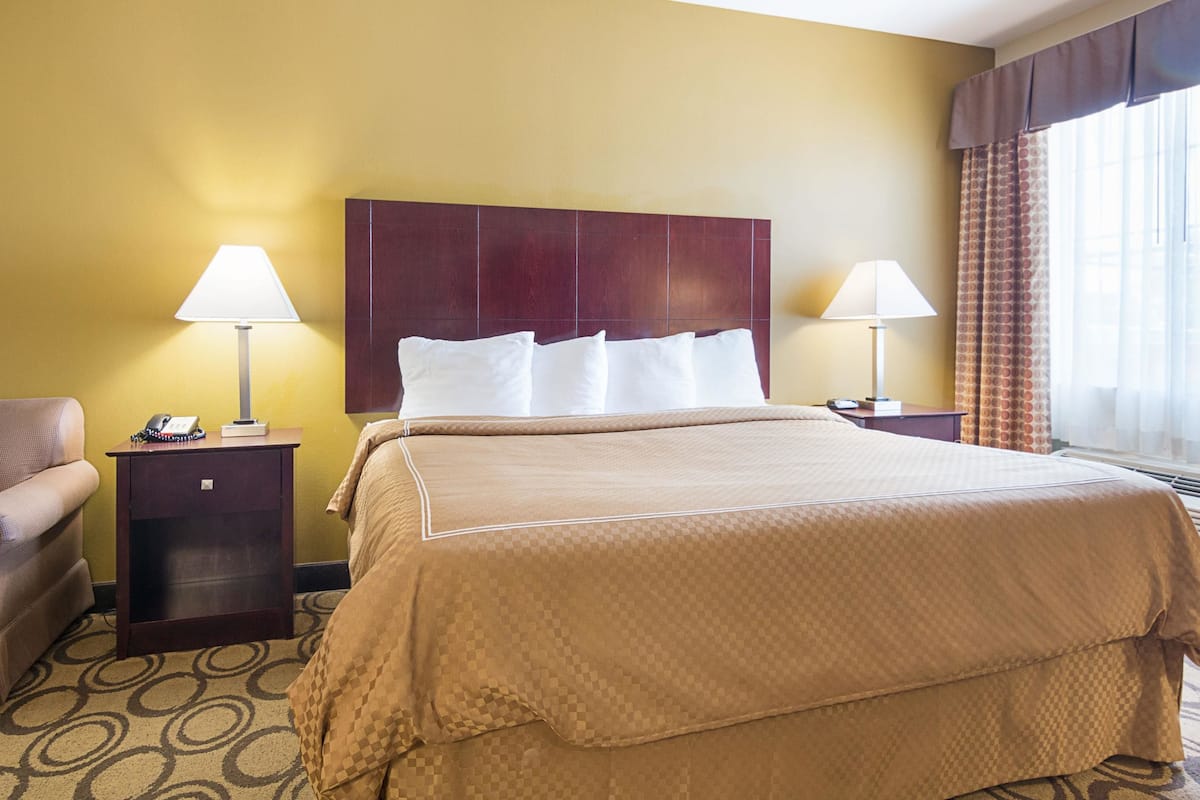 Blackout curtains, iron/ironing board, free WiFi, bed sheets