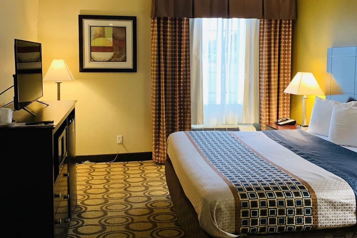 Blackout drapes, iron/ironing board, free WiFi, bed sheets