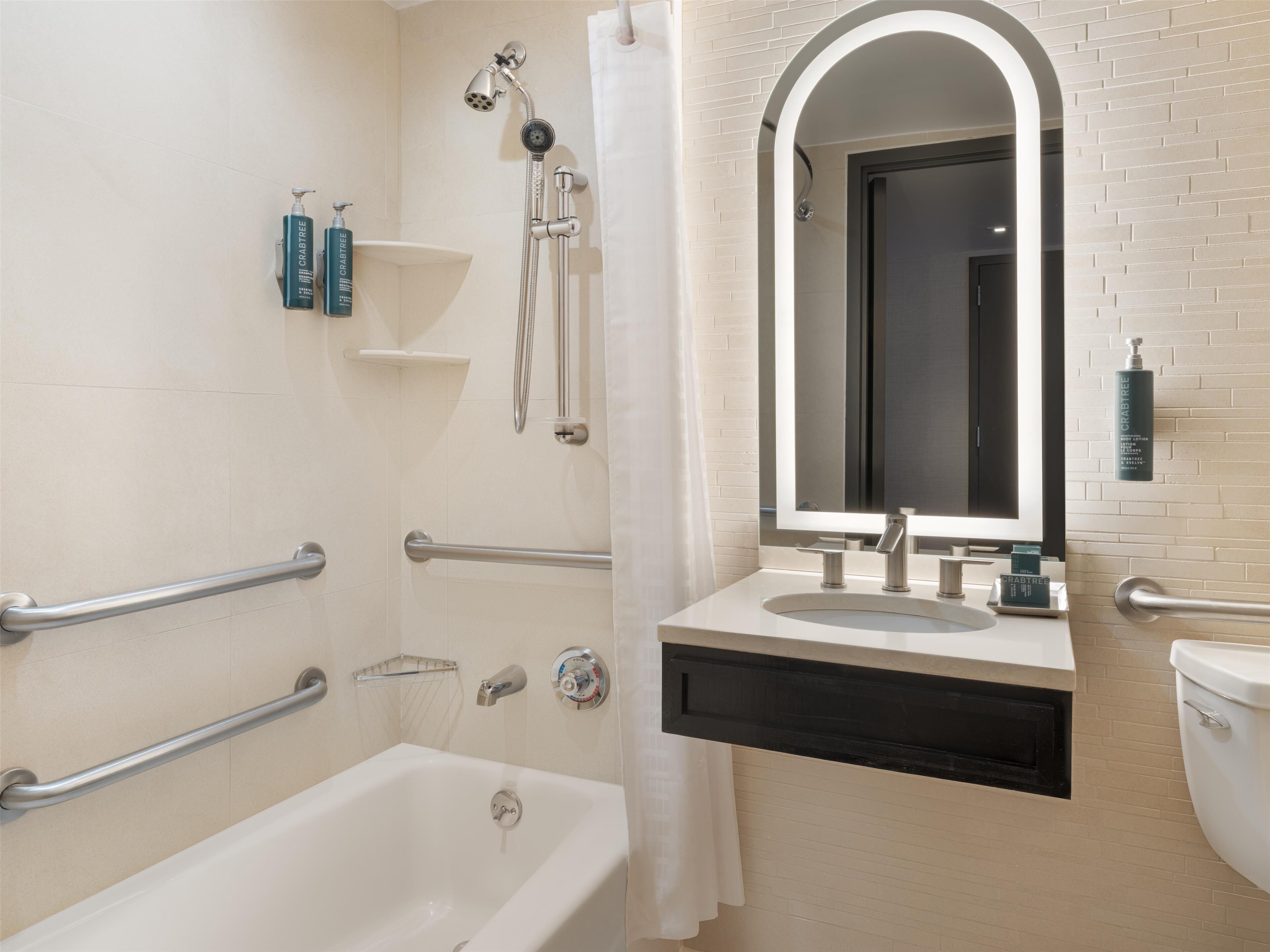 shower, designer toiletries, hair dryer, bathrobes