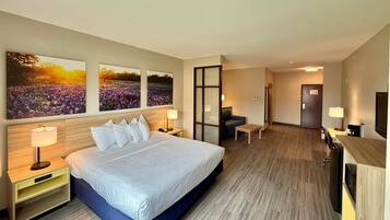 Pillow-top beds, desk, blackout curtains, iron/ironing board