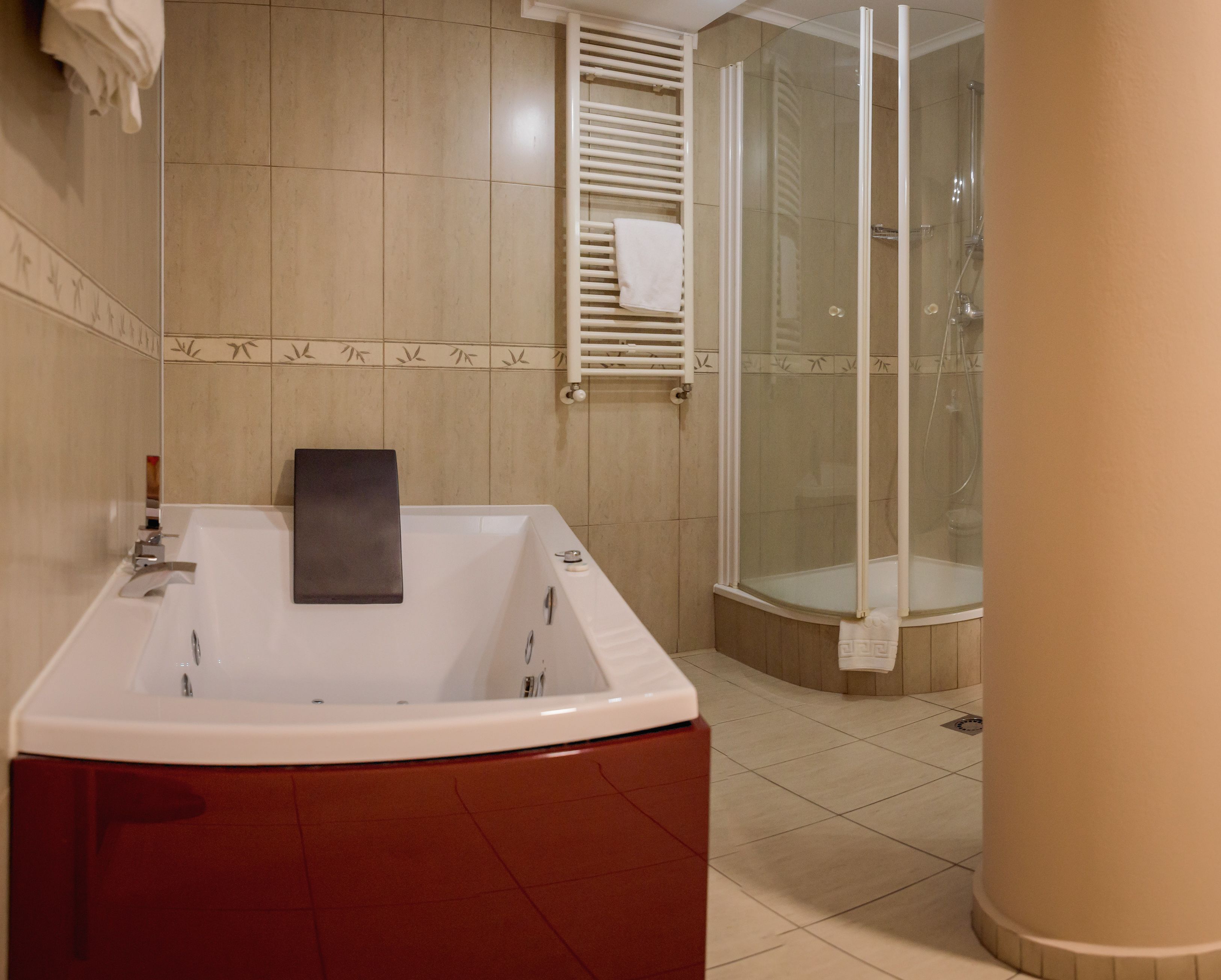 family room | bathroom | shower, free toiletries, hair dryer, bathrobes
