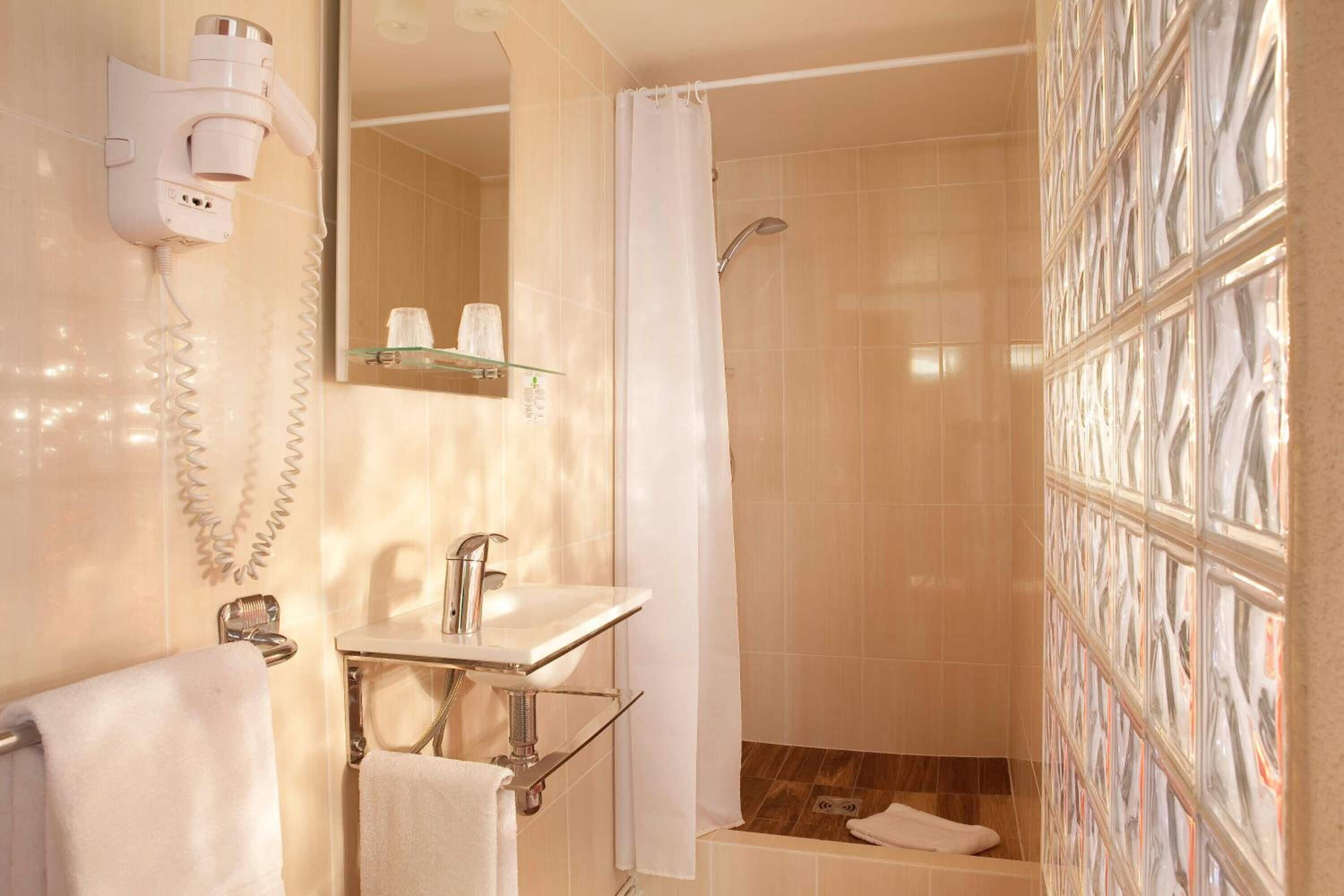 free toiletries, hair dryer, towels