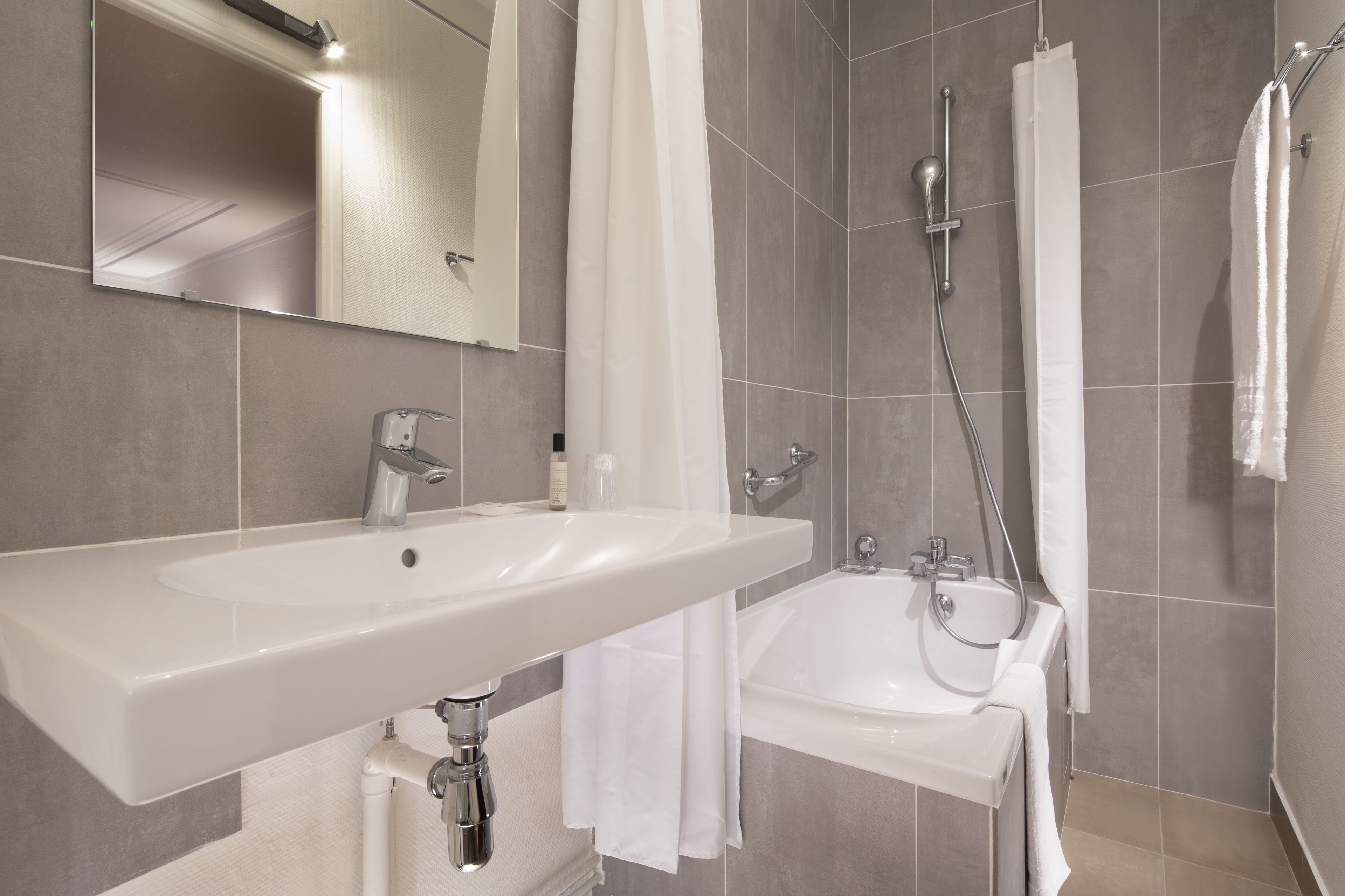 free toiletries, hair dryer, towels