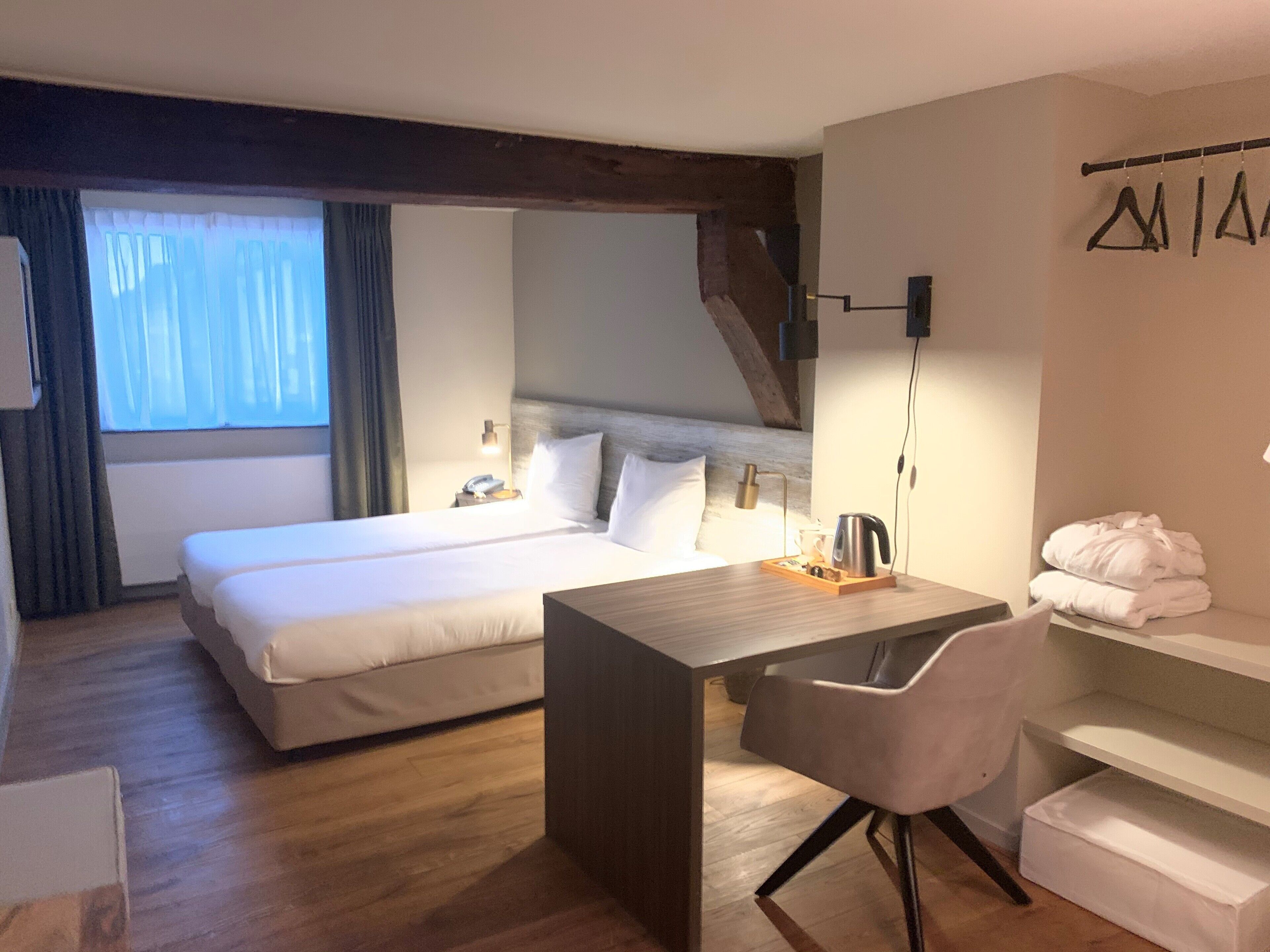 comfort double room | in-room safe, desk, blackout curtains, iron/ironing board