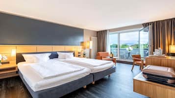 Allergivenligt sengetøj, minibar, skrivebord, strygejern/strygebræt