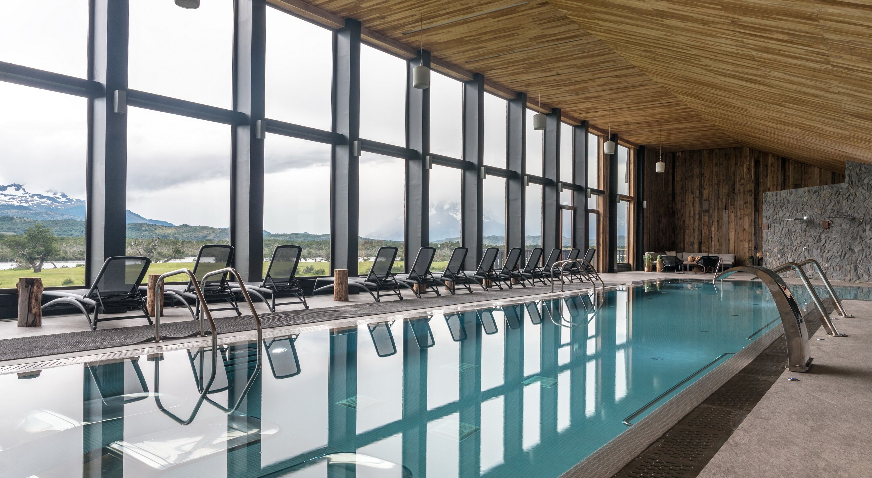 Indoor pool, open 9:00 AM to 10:00 PM, sun loungers