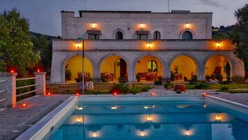 Piscina all'aperto, lettini