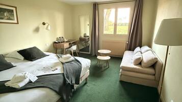 Desk, free WiFi, bed sheets