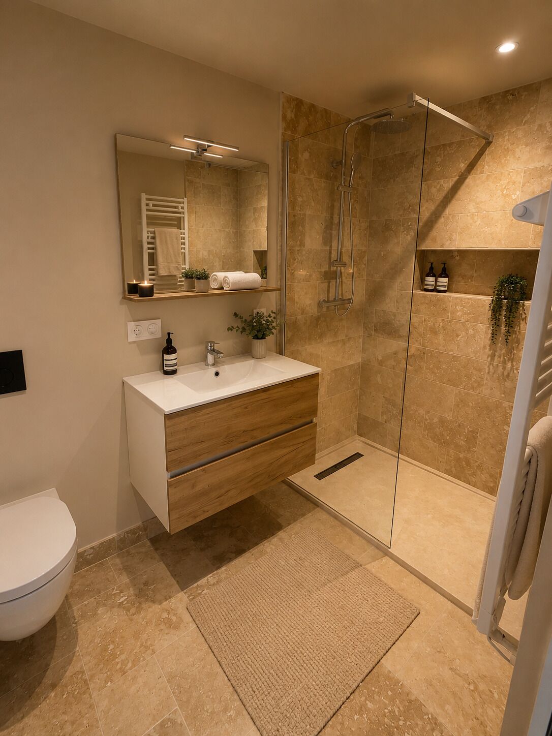 Comfort appartement | Badkamer | Een haardroger, handdoeken, zeep, shampoo