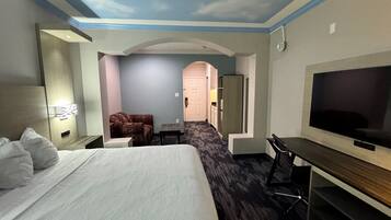 Individually decorated, individually furnished, desk, laptop workspace