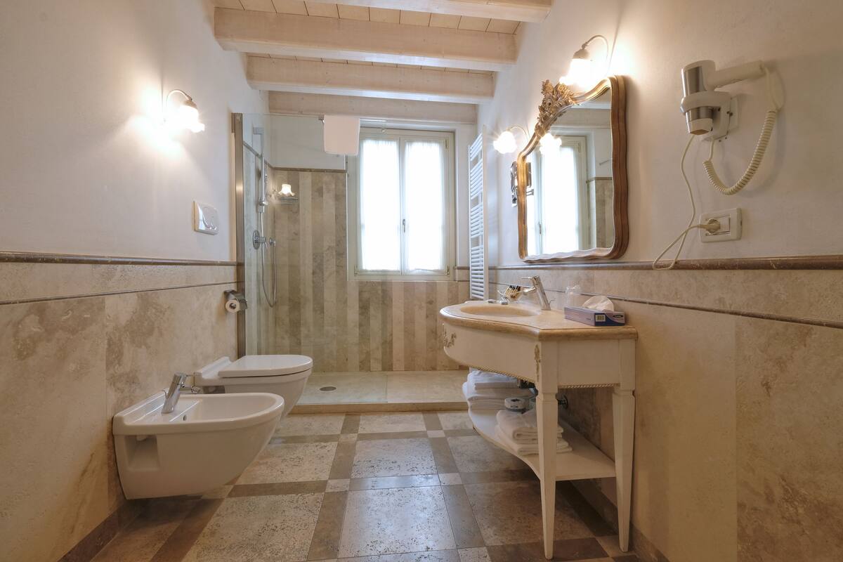 free toiletries, hair dryer, bathrobes, slippers