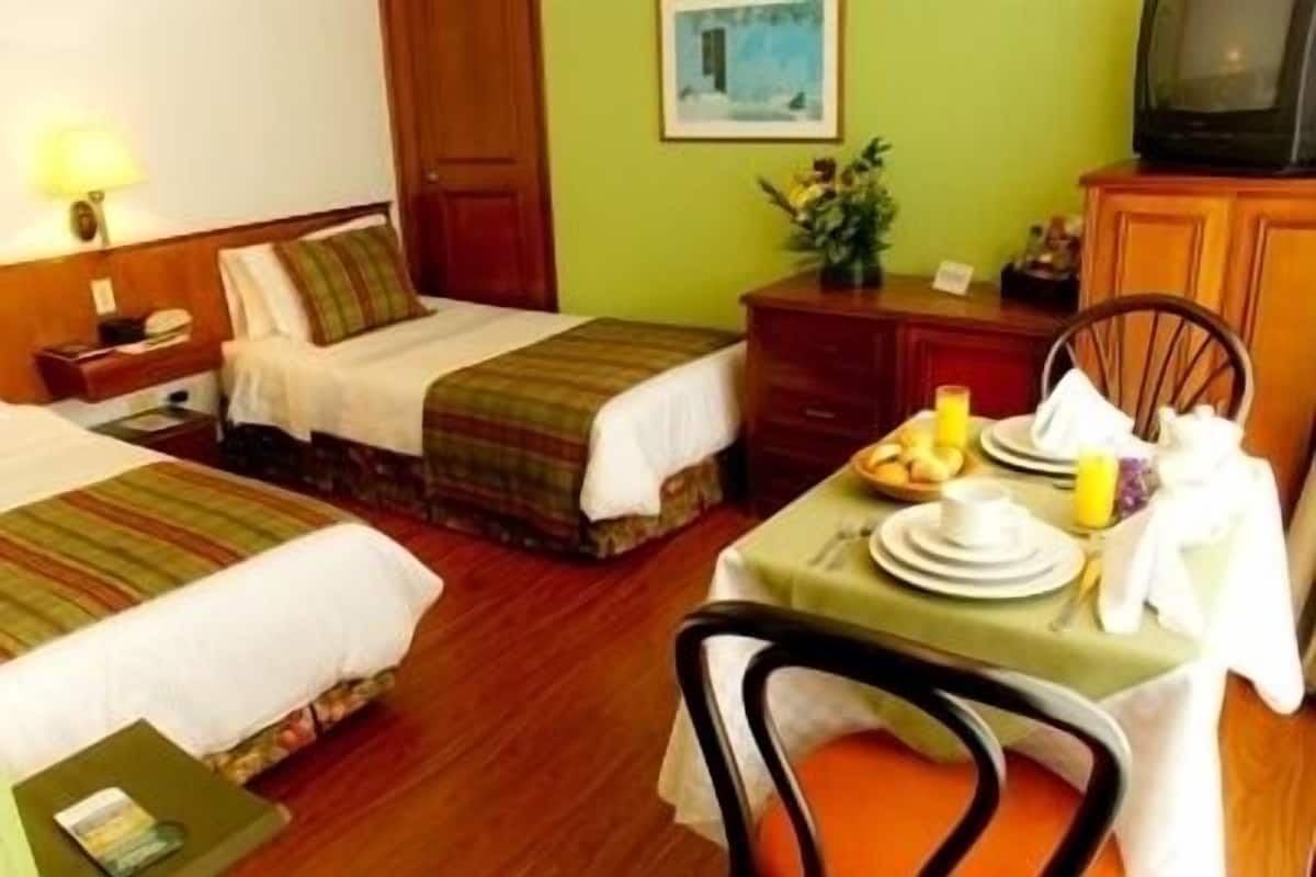 Quarto duplo standard | Roupas de cama premium, frigobar, cofres nos quartos, escrivaninha