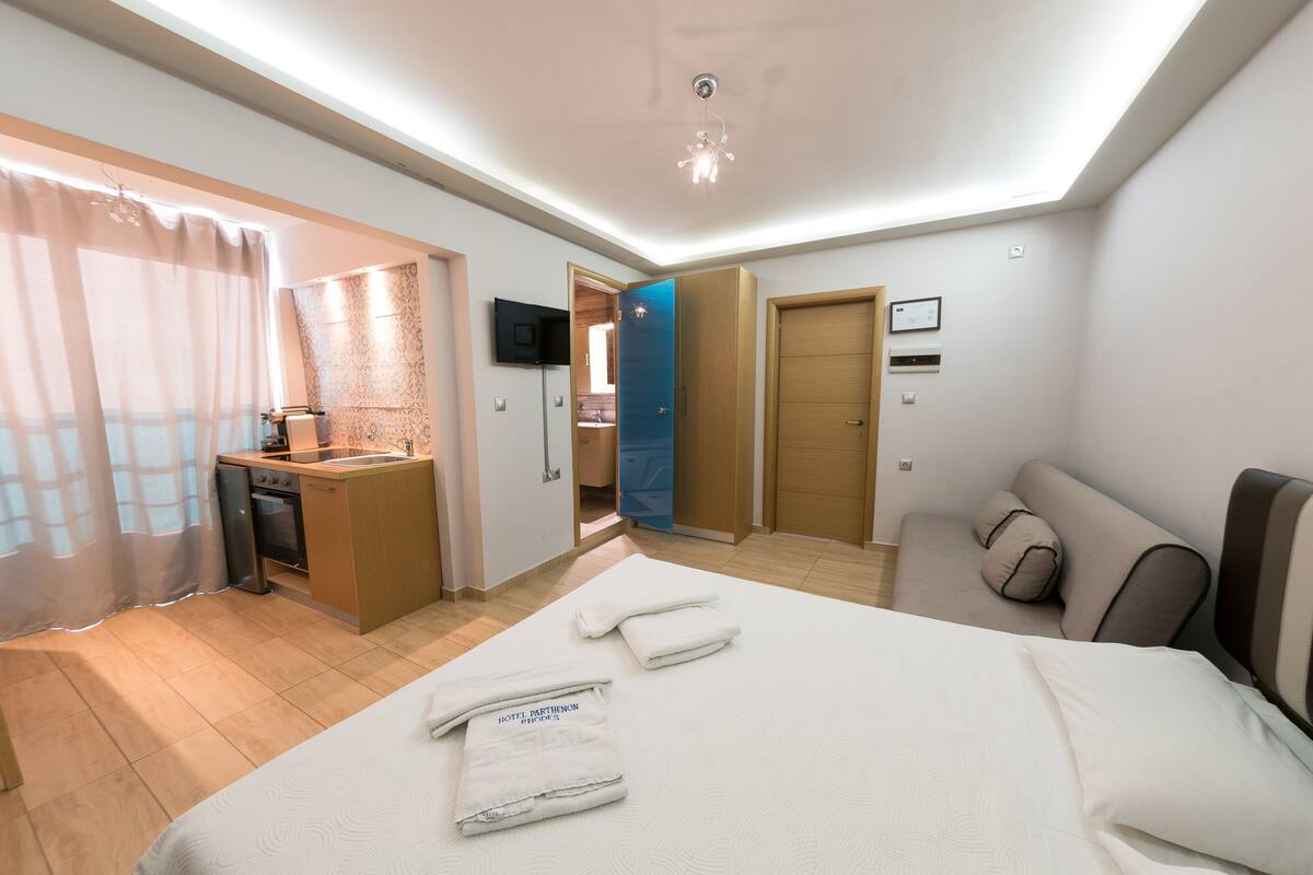 City Apartment | Minibar, in-room safe, blackout curtains, WiFi