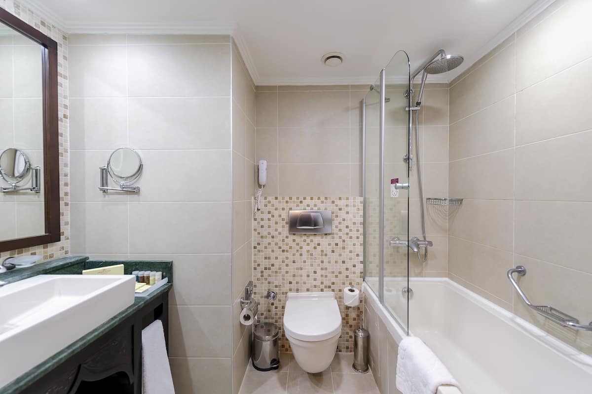 Rainfall showerhead, free toiletries, hair dryer, bathrobes