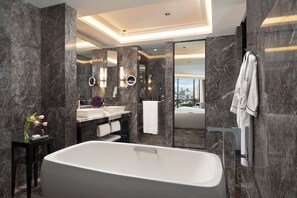 Eco-friendly toiletries, hair dryer, bathrobes, slippers
