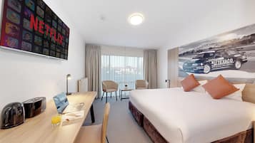 1 bedroom, desk, laptop workspace, iron/ironing board