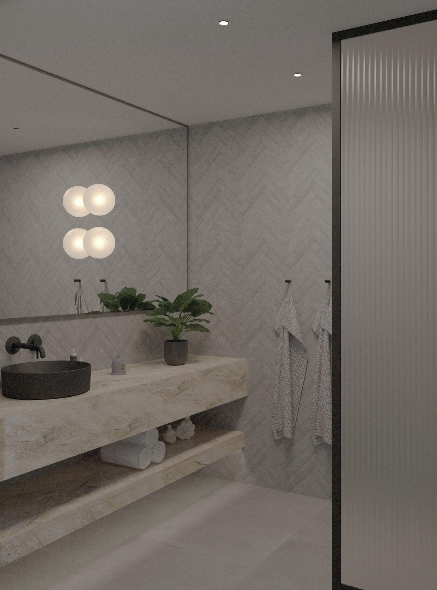 Douche, sèche-cheveux, serviettes fournies