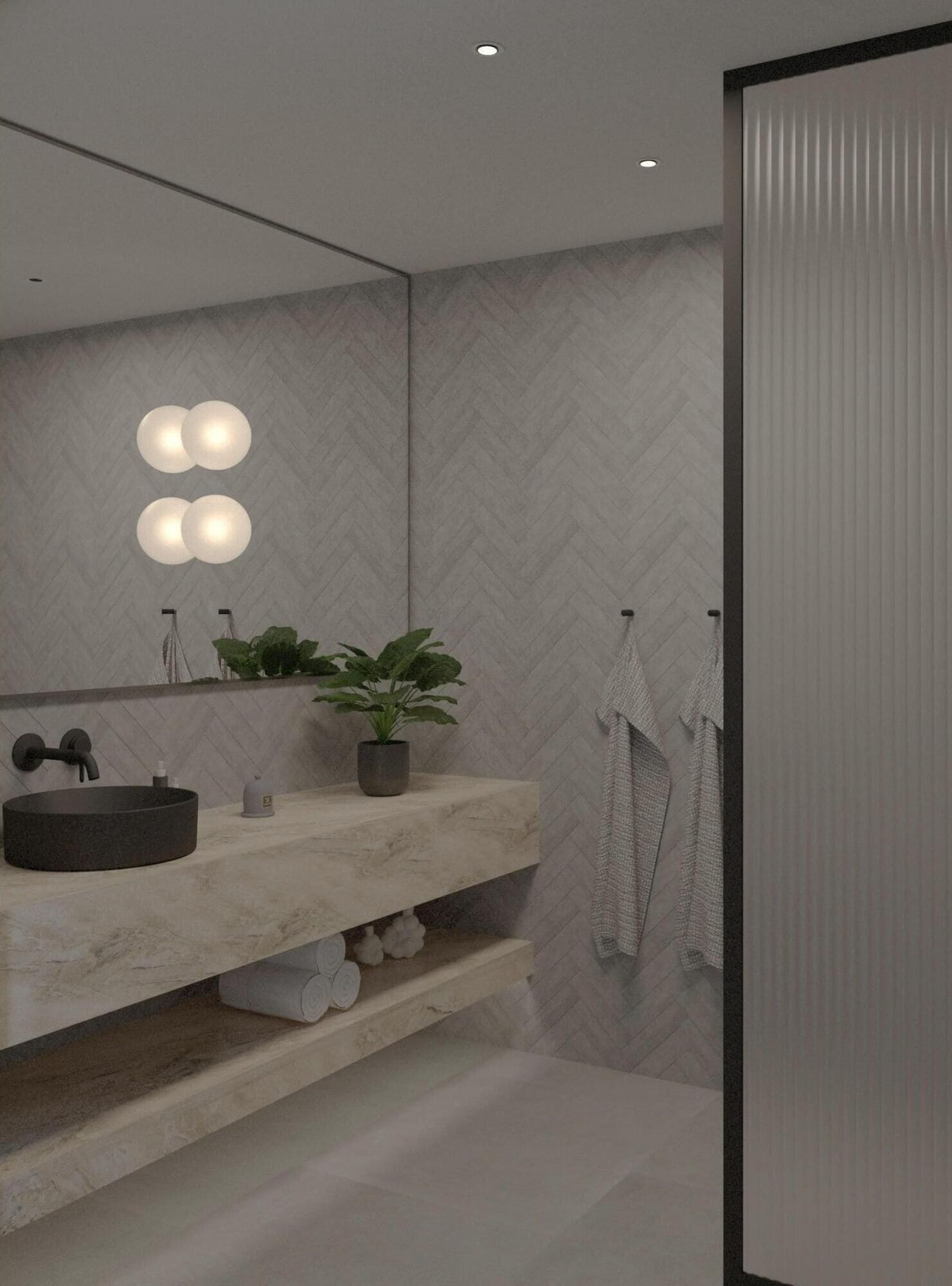 Dusch, hårtork och handdukar