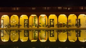 Outdoor pool, pool umbrellas, pool loungers