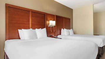 Premium bedding, down comforters, pillowtop beds, desk