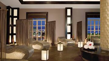 Couples treatment rooms, sauna, hot tub, steam room, hot springs