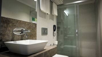 Shower, free toiletries, hair dryer, slippers